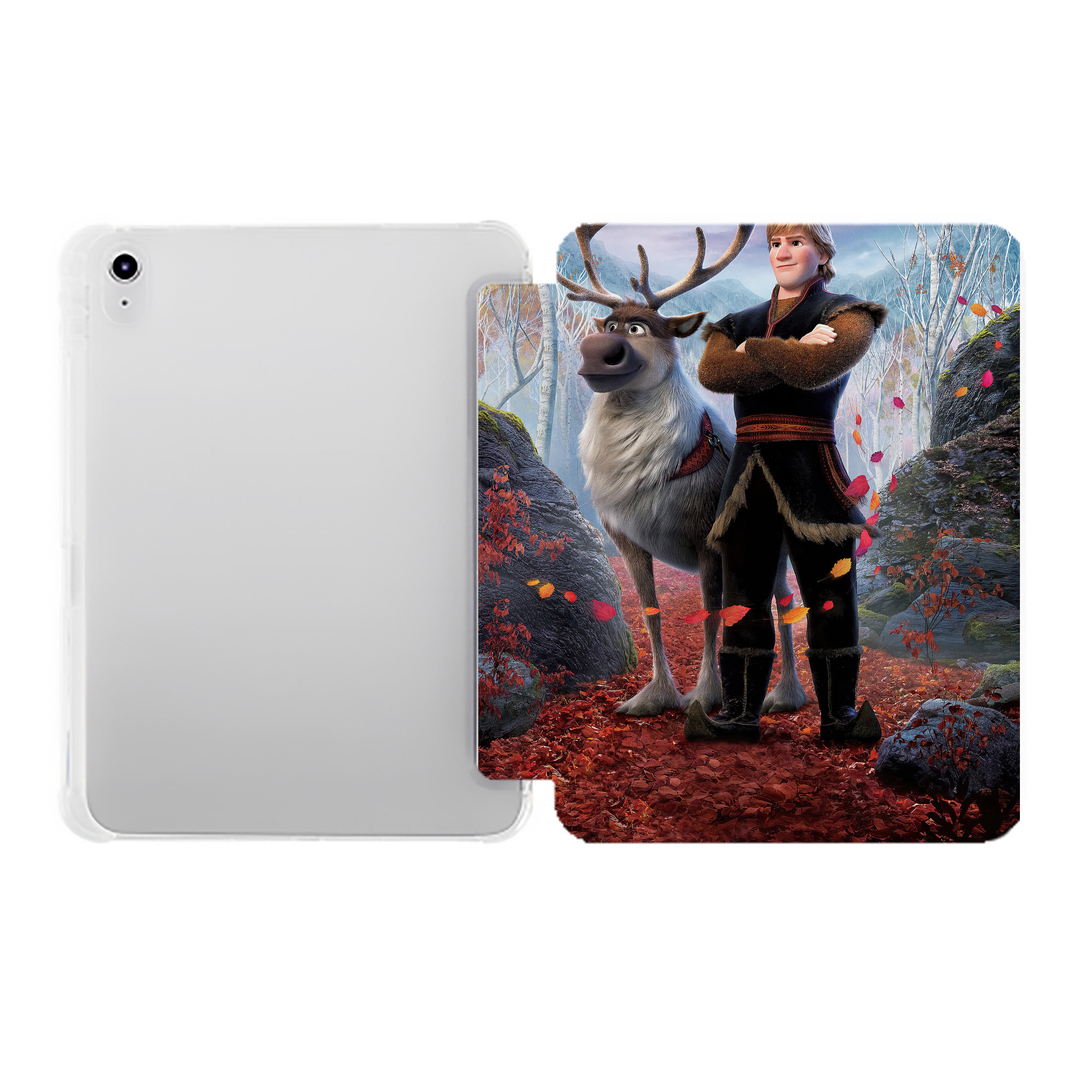 （画像用） アナと雪の女王 アンナ エルサ Frozen Anna Elsa IPad ケース ペン収納付き 三つ折りスタンド PUレザー×シリコン 対応機種9.5/10.5/10.9インチ